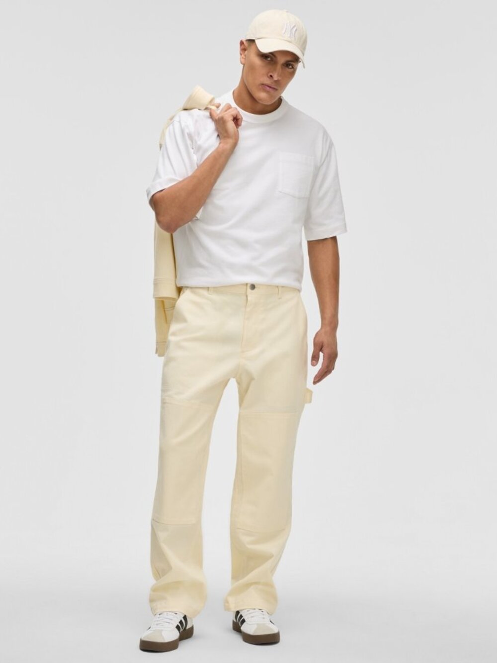 Mode of One Men's Relaxed-Fit Stretch Twill Utility Pants, Soft Vanilla NWT